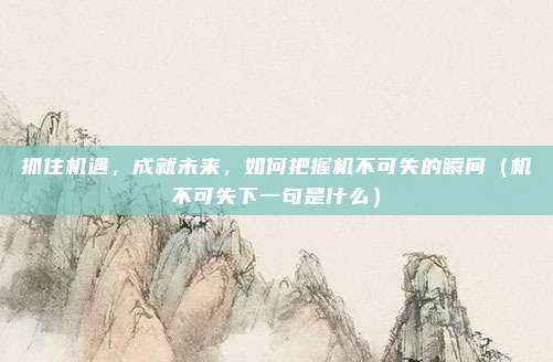 抓住机遇，成就未来，如何把握机不可失的瞬间（机不可失下一句是什么）