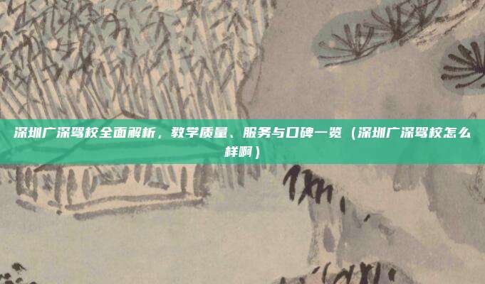 深圳广深驾校全面解析,教学质量、服务与口碑一览(深圳广深驾校怎么样啊)