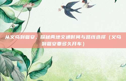 从义乌到磐安,探秘两地交通时间与路线选择(义乌到磐安要多久开车)