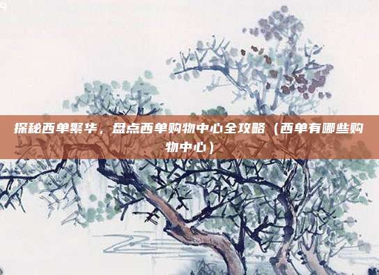 探秘西单繁华，盘点西单购物中心全攻略（西单有哪些购物中心）
