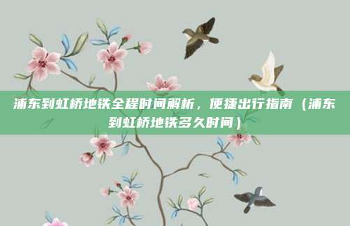 浦东到虹桥地铁全程时间解析,便捷出行指南(浦东到虹桥地铁多久时间)