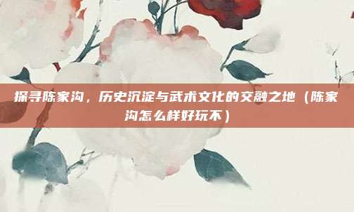 探寻陈家沟,历史沉淀与武术文化的交融之地(陈家沟怎么样好玩不)