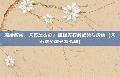 深度解析,天石怎么样?揭秘天石的优势与价值(天石这个牌子怎么样)