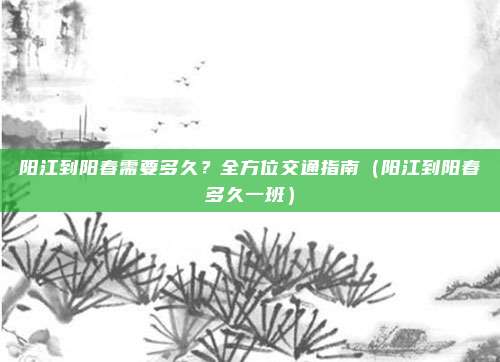阳江到阳春需要多久?全方位交通指南(阳江到阳春多久一班)