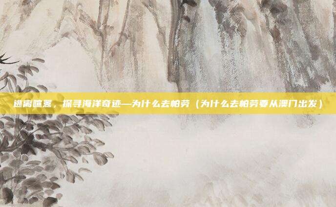 逃离喧嚣,探寻海洋奇迹—为什么去帕劳(为什么去帕劳要从澳门出发)