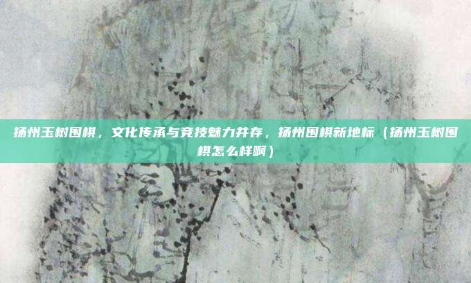 扬州玉树围棋,文化传承与竞技魅力并存,扬州围棋新地标(扬州玉树围棋怎么样啊)