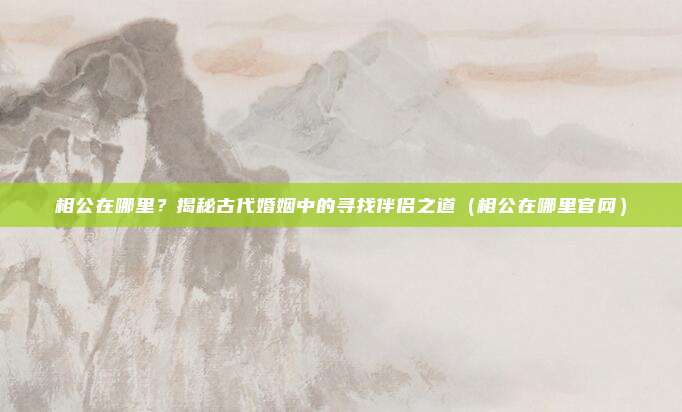 相公在哪里?揭秘古代婚姻中的寻找伴侣之道(相公在哪里官网)