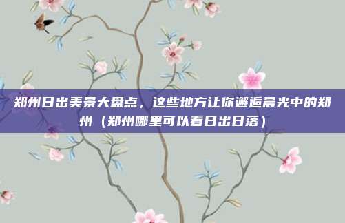 郑州日出美景大盘点,这些地方让你邂逅晨光中的郑州(郑州哪里可以看日出日落)