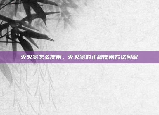 灭火器怎么使用，灭火器的正确使用方法图解