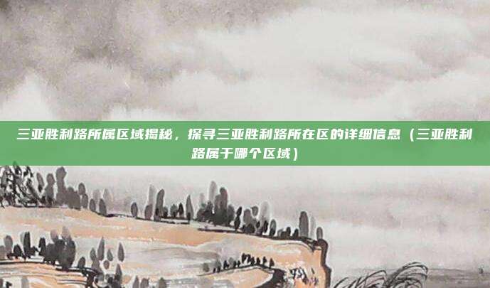 三亚胜利路所属区域揭秘，探寻三亚胜利路所在区的详细信息（三亚胜利路属于哪个区域）
