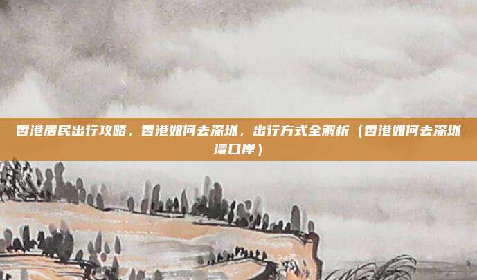 香港居民出行攻略，香港如何去深圳，出行方式全解析（香港如何去深圳湾口岸）