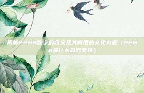 揭秘2288数字的含义及其背后的文化内涵（2288是什么意思爱情）