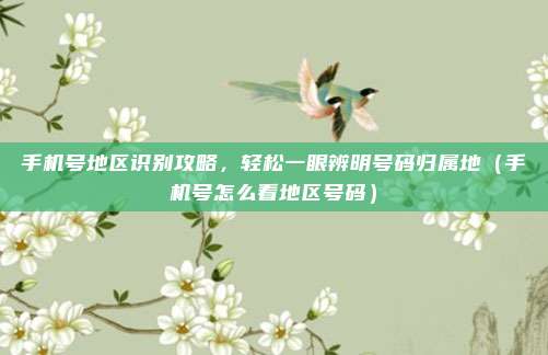 手机号地区识别攻略,轻松一眼辨明号码归属地(手机号怎么看地区号码)