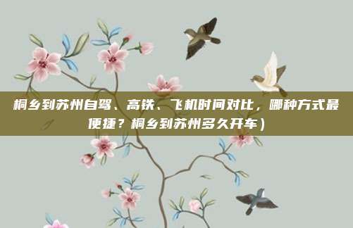 桐乡到苏州自驾、高铁、飞机时间对比，哪种方式最便捷？桐乡到苏州多久开车）