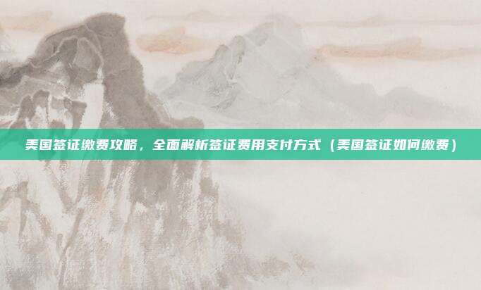 美国签证缴费攻略,全面解析签证费用支付方式(美国签证如何缴费)
