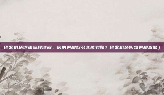 巴黎机场退税流程详解,您的退税款多久能到账?巴黎机场购物退税攻略)