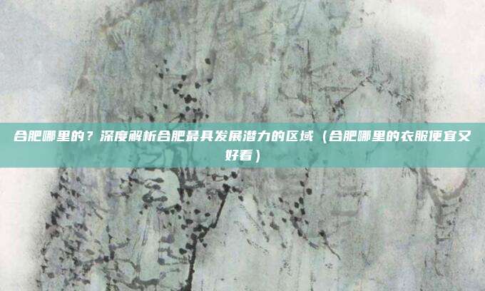 合肥哪里的?深度解析合肥最具发展潜力的区域(合肥哪里的衣服便宜又好看)