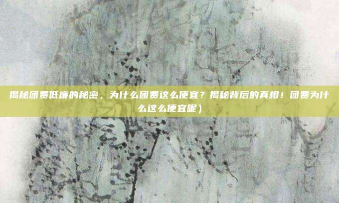 揭秘团费低廉的秘密,为什么团费这么便宜?揭秘背后的真相!团费为什么这么便宜呢)