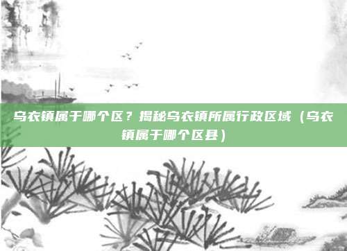 乌衣镇属于哪个区?揭秘乌衣镇所属行政区域(乌衣镇属于哪个区县)