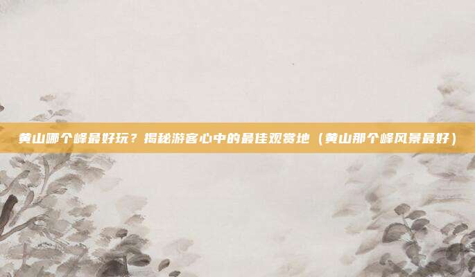 黄山哪个峰最好玩?揭秘游客心中的最佳观赏地(黄山那个峰风景最好)