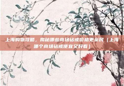 上海购物攻略,揭秘哪些商场钻戒价格更亲民(上海哪个商场钻戒便宜又好看)