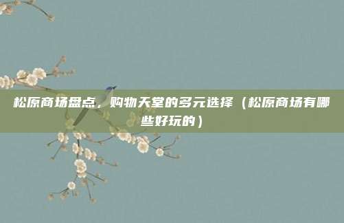 松原商场盘点,购物天堂的多元选择(松原商场有哪些好玩的)