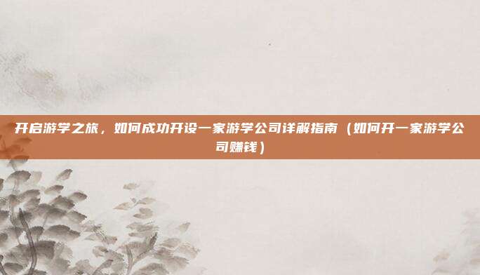 开启游学之旅,如何成功开设一家游学公司详解指南(如何开一家游学公司赚钱)