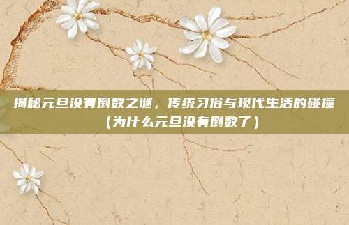 揭秘元旦没有倒数之谜,传统习俗与现代生活的碰撞(为什么元旦没有倒数了)