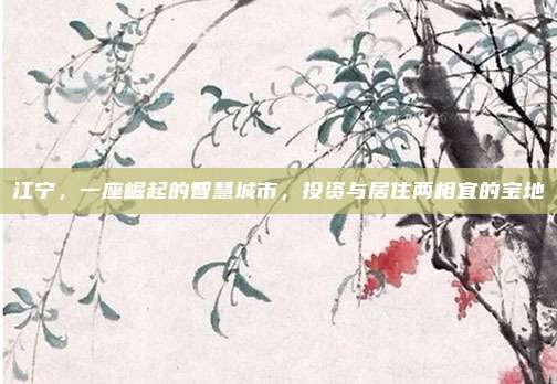 江宁，一座崛起的智慧城市，投资与居住两相宜的宝地