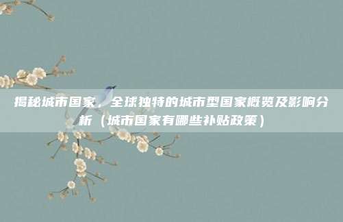 揭秘城市国家,全球独特的城市型国家概览及影响分析(城市国家有哪些补贴政策)