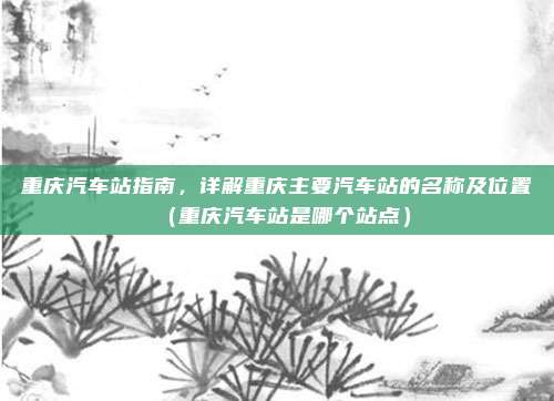 重庆汽车站指南，详解重庆主要汽车站的名称及位置（重庆汽车站是哪个站点）