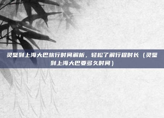 灵璧到上海大巴旅行时间解析，轻松了解行程时长（灵璧到上海大巴要多久时间）