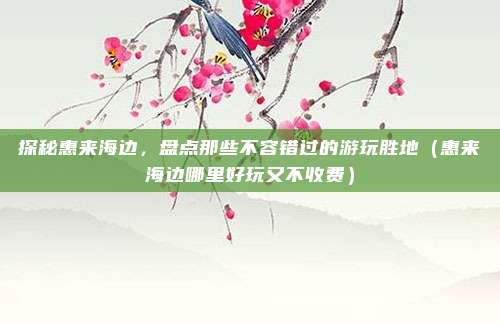 探秘惠来海边，盘点那些不容错过的游玩胜地（惠来海边哪里好玩又不收费）