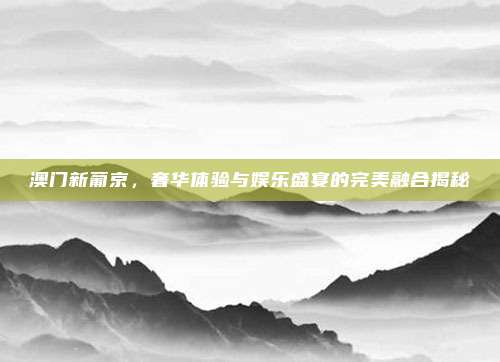 澳门新葡京，奢华体验与娱乐盛宴的完美融合揭秘