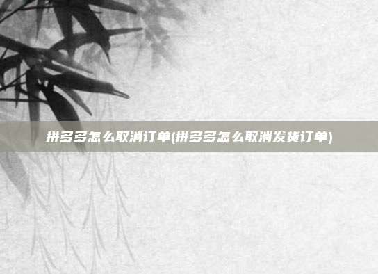 拼多多怎么取消订单(拼多多怎么取消发货订单)
