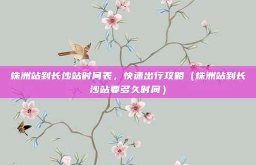 株洲站到长沙站时间表，快速出行攻略（株洲站到长沙站要多久时间）