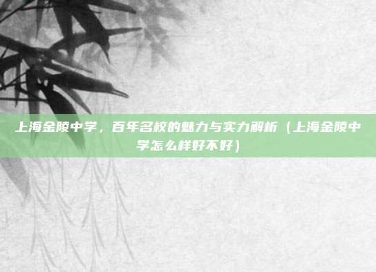 上海金陵中学，百年名校的魅力与实力解析（上海金陵中学怎么样好不好）