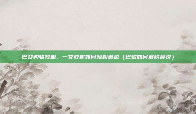 巴黎购物攻略，一文教你如何轻松退税（巴黎如何退税最快）