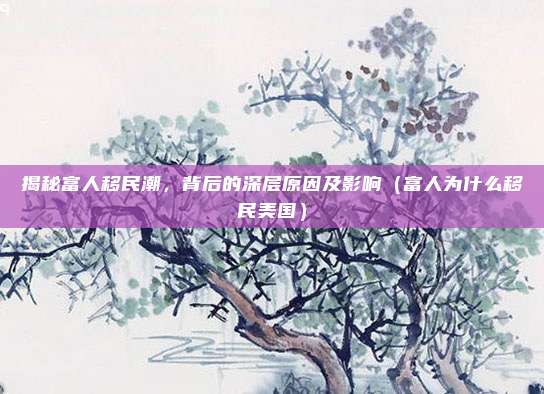 揭秘富人移民潮,背后的深层原因及影响(富人为什么移民美国)
