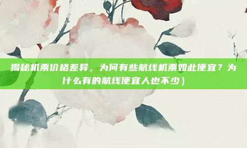 揭秘机票价格差异,为何有些航线机票如此便宜?为什么有的航线便宜人也不少)
