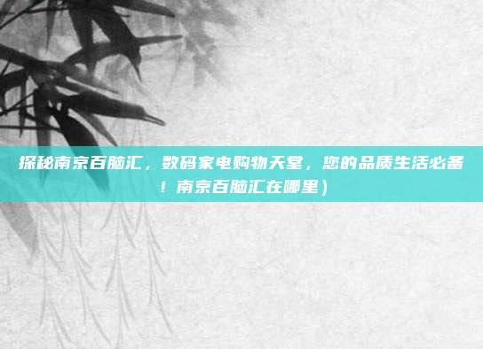 探秘南京百脑汇,数码家电购物天堂,您的品质生活必备!南京百脑汇在哪里)