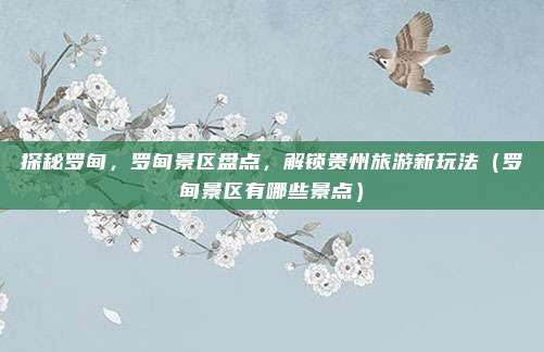 探秘罗甸,罗甸景区盘点,解锁贵州旅游新玩法(罗甸景区有哪些景点)