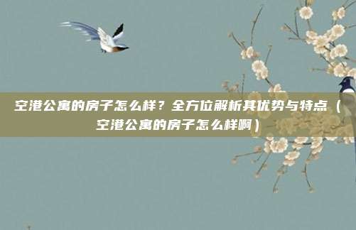 空港公寓的房子怎么样?全方位解析其优势与特点(空港公寓的房子怎么样啊)