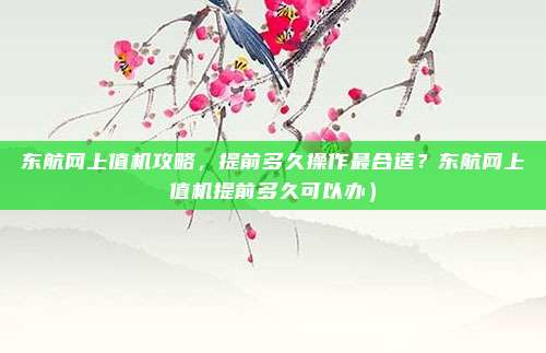 东航网上值机攻略,提前多久操作最合适?东航网上值机提前多久可以办)