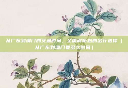 从广东到澳门的交通时间,全面解析您的出行选择(从广东到澳门要多久时间)