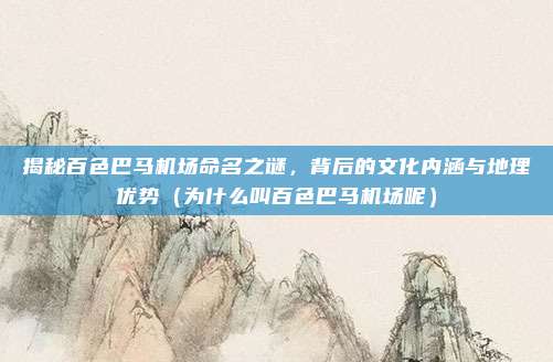 揭秘百色巴马机场命名之谜,背后的文化内涵与地理优势(为什么叫百色巴马机场呢)