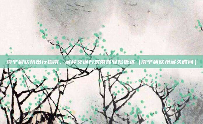 南宁到钦州出行指南,多种交通方式带你轻松抵达(南宁到钦州多久时间)