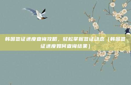 韩国签证进度查询攻略,轻松掌握签证动态(韩国签证进度如何查询结果)