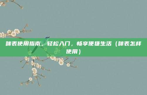 咪表使用指南,轻松入门,畅享便捷生活(咪表怎样使用)