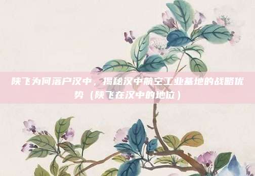 陕飞为何落户汉中,揭秘汉中航空工业基地的战略优势(陕飞在汉中的地位)